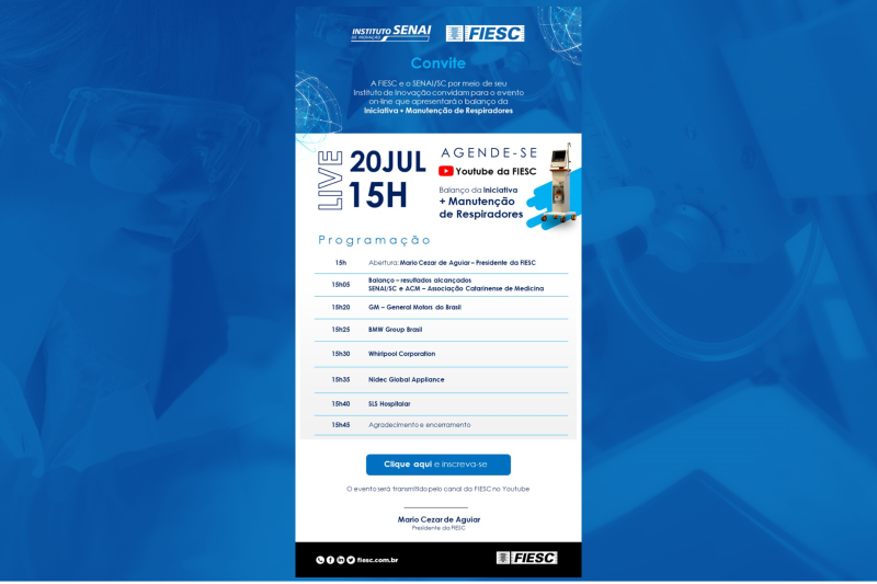 Programação do evento de SC, às 15 horas