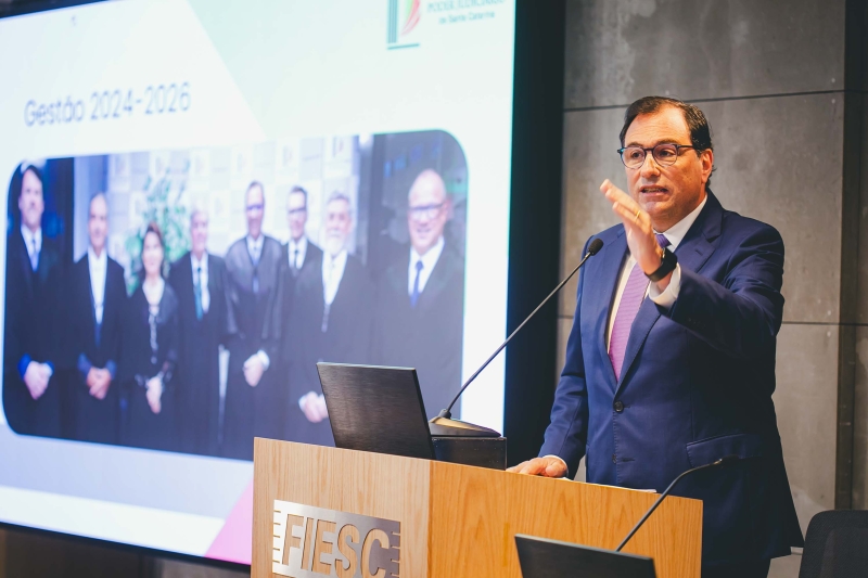 Presidente do TJ-SC apresenta iniciativas do tribunal para diretoria da FIESC